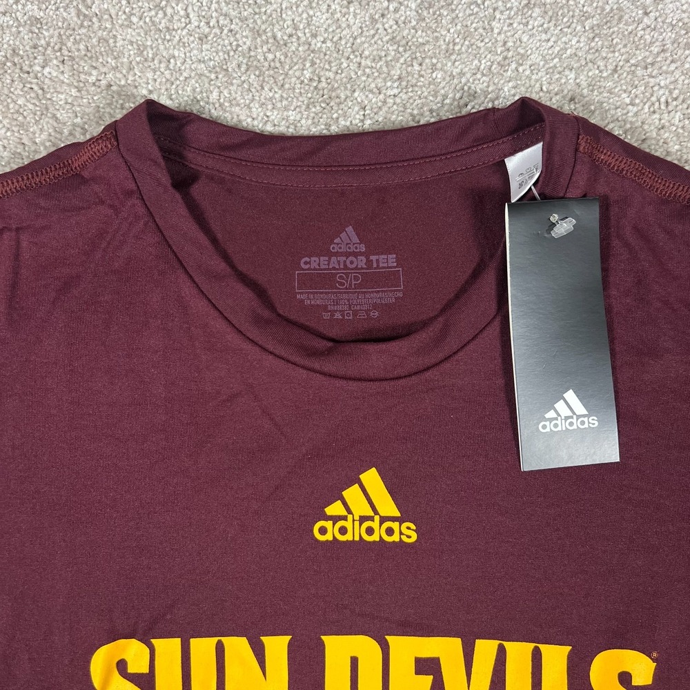 Adidas Womens Size S Red Short Sleeve‎ Shirt Arizona State Sun Devils NCCA NWT - Picture 3 of 6